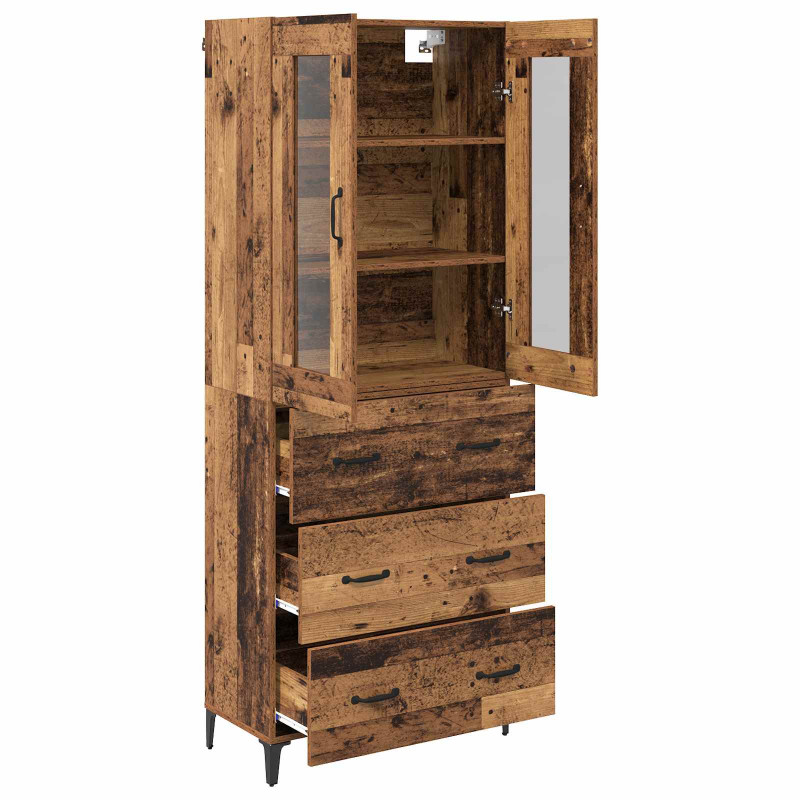Highboard Montowane na ścianie Stare drewno 69,5 x 34 x 180 cm