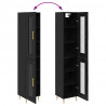 Highboard 2 pcs Czarny Dąb Szkło