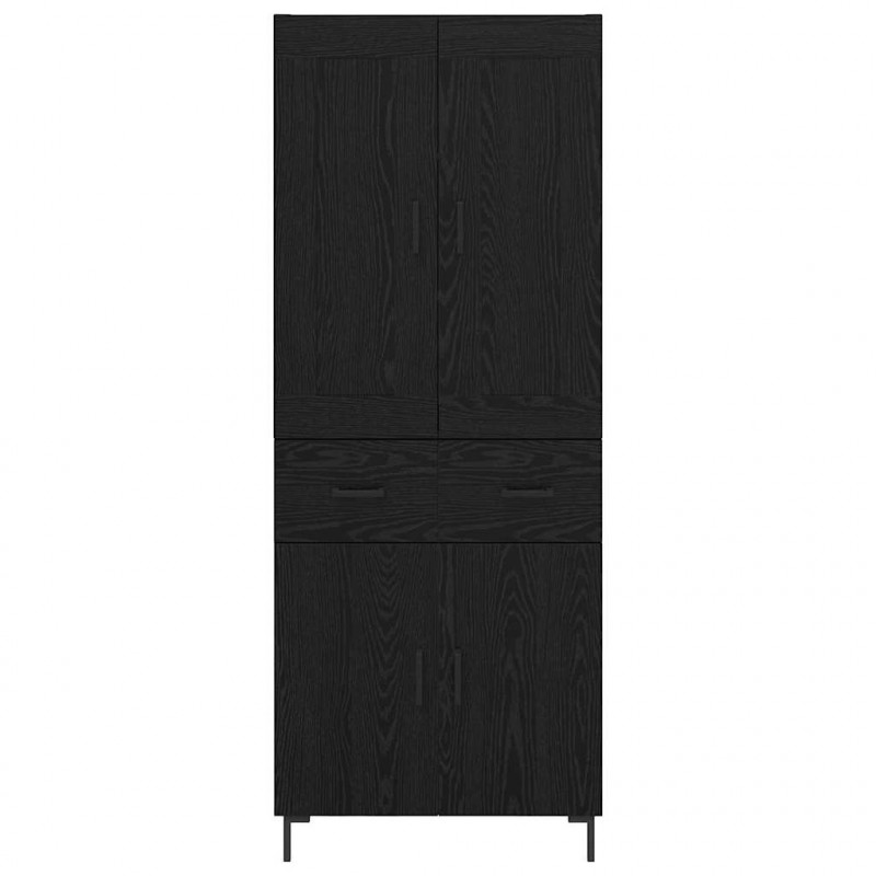 Highboard z szufladą 2 pcs Czarny Dąb Materiał drewnopochodny
