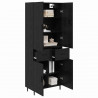 Highboard 2 pcs Czarny dąb Drewno inżynieryjne i szkło