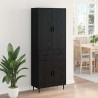 Highboard 2 pcs Czarny dąb Drewno inżynieryjne i szkło