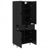 Highboard 2 pcs Czarny dąb Drewno inżynieryjne i szkło