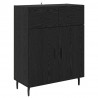 Highboard 2 pcs Czarny dąb Drewno inżynieryjne i szkło