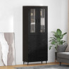 Highboard 2 pcs Czarny Dąb Drewno inżynieryjne i szkło