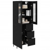 Highboard 2 pcs Czarny Dąb Drewno inżynieryjne i szkło