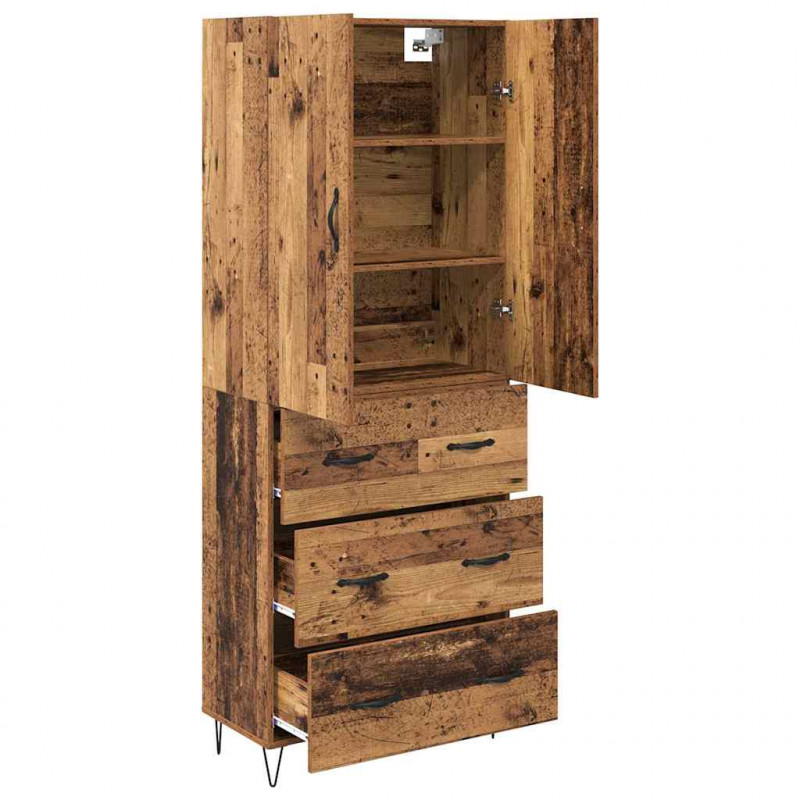 Highboard z szufladą 2 pcs Stare drewno Materiał drewnopochodny