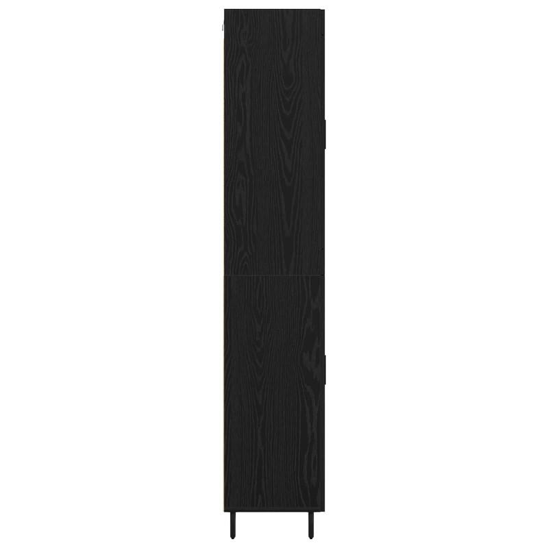 Highboard 2 pcs Czarny Dąb Drewno inżynieryjne i szkło