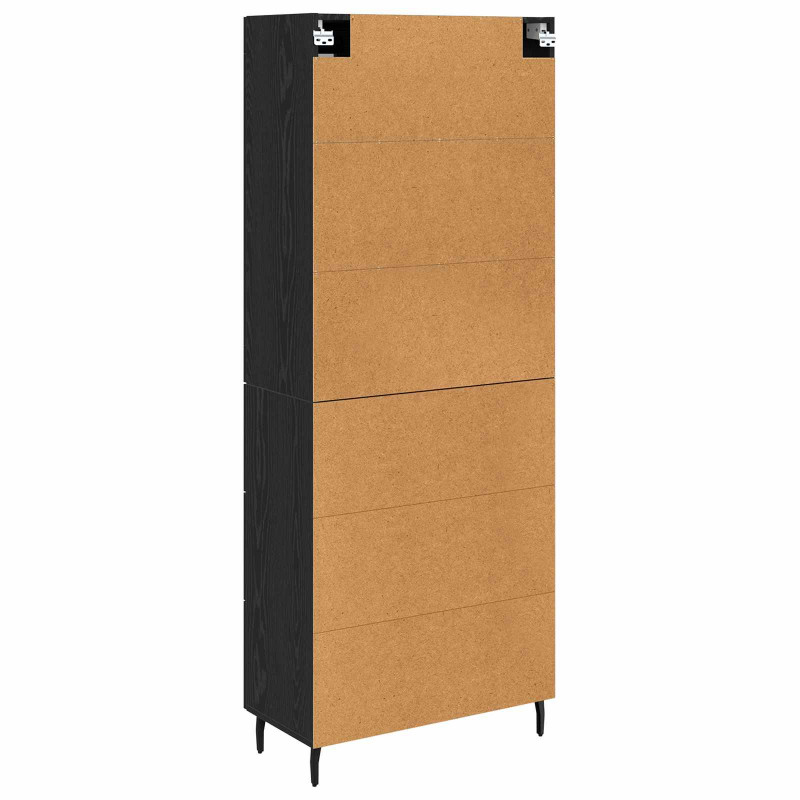 Highboard 2 pcs Czarny Dąb Drewno inżynieryjne i szkło