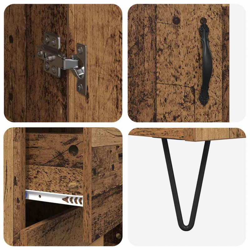 Highboard z szufladą 2 pcs Stare drewno Materiał drewnopochodny