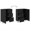 Highboard 2 pcs Czarny Dąb Drewno inżynieryjne i szkło