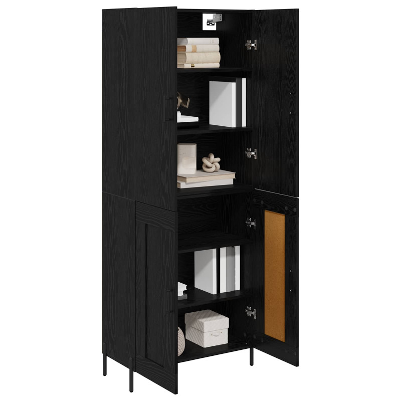 Highboard Czarny Dąb 69,5 x 34 x 180 cm Materiał drewnopochodny