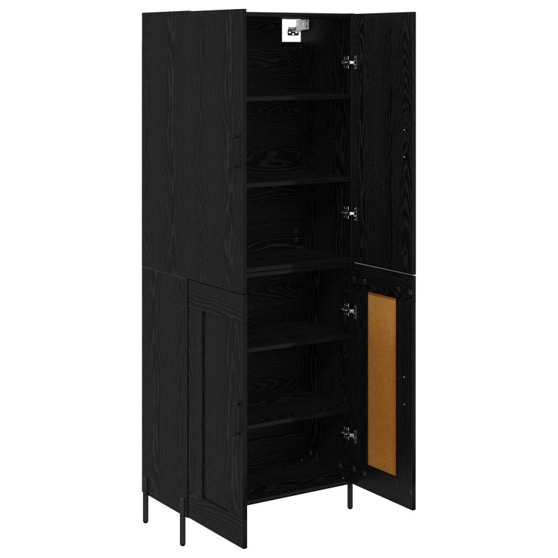 Highboard Czarny Dąb 69,5 x 34 x 180 cm Materiał drewnopochodny