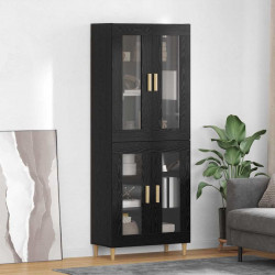 Highboard Czarny Dąb 69,5 x 34 x 180 cm Materiał drewnopochodny