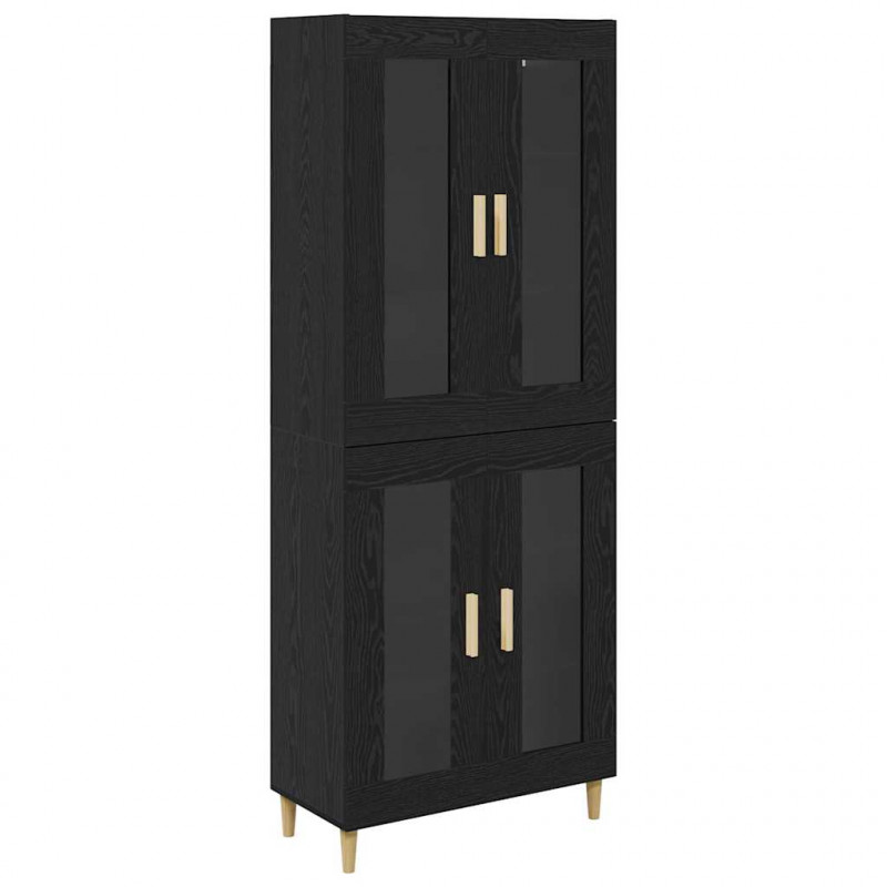 Highboard Czarny Dąb 69,5 x 34 x 180 cm Materiał drewnopochodny