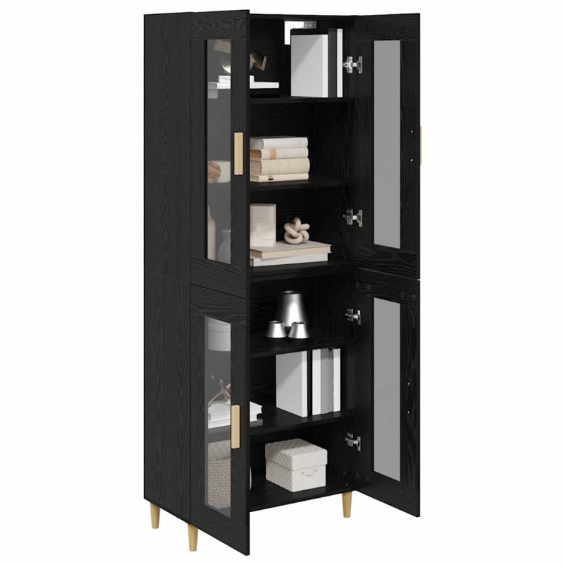 Highboard Czarny Dąb 69,5 x 34 x 180 cm Materiał drewnopochodny