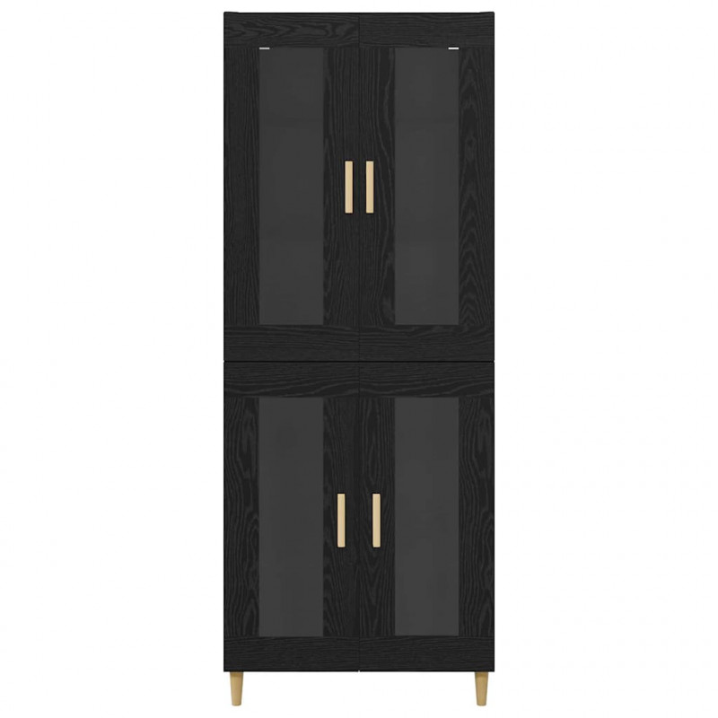 Highboard Czarny Dąb 69,5 x 34 x 180 cm Materiał drewnopochodny