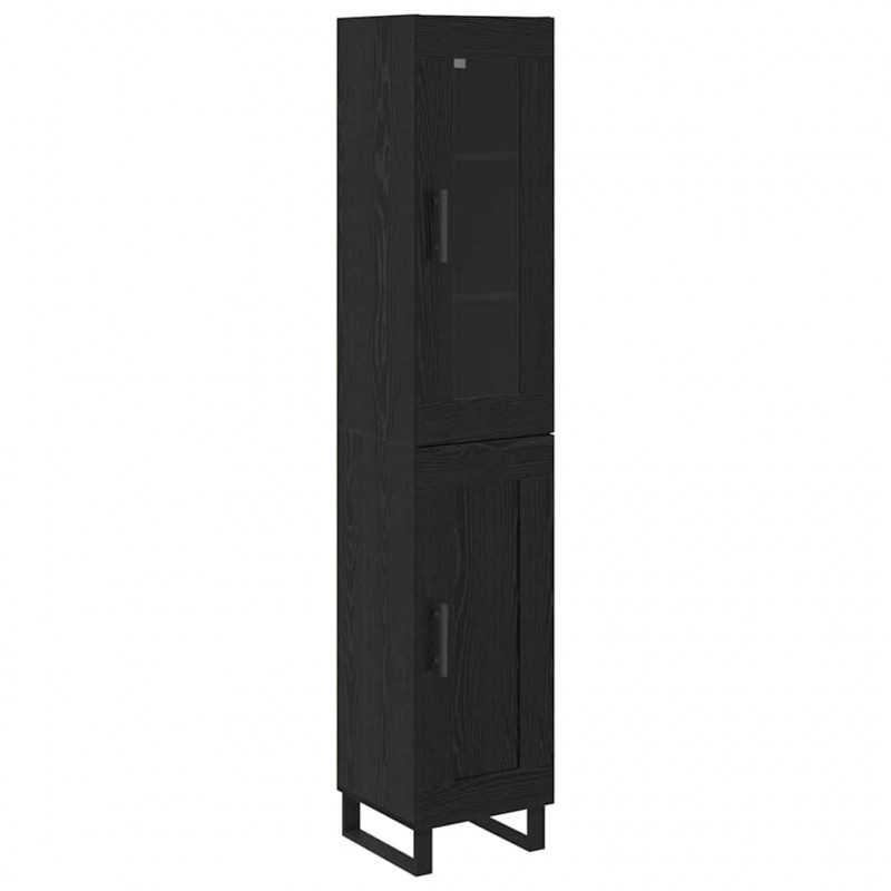 Highboard Czarny Dąb 34,5 x 34 x 180 cm Materiał drewnopochodny