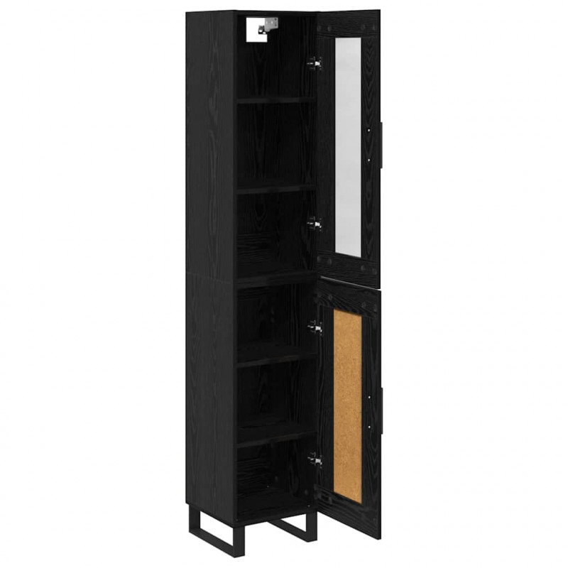Highboard Czarny Dąb 34,5 x 34 x 180 cm Materiał drewnopochodny
