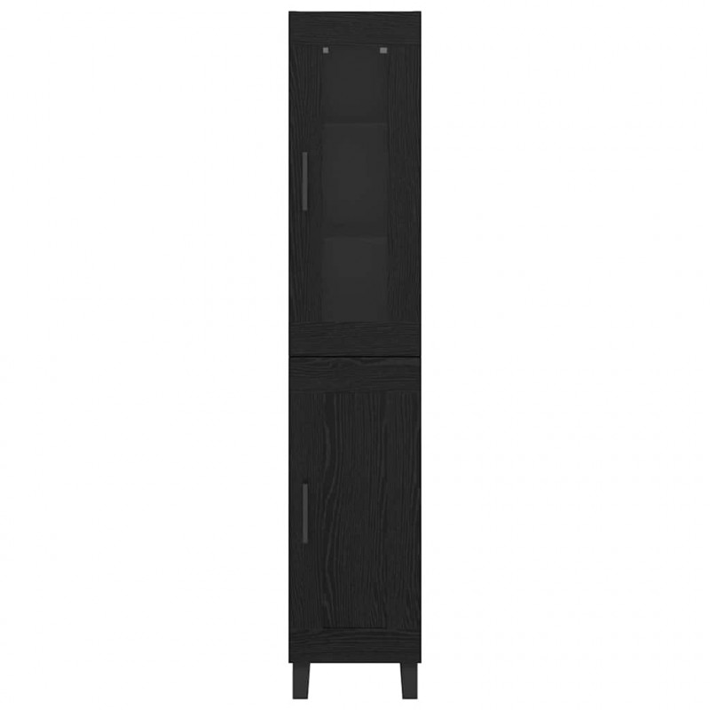 Highboard Czarny Dąb 34,5 x 34 x 180 cm Materiał drewnopochodny