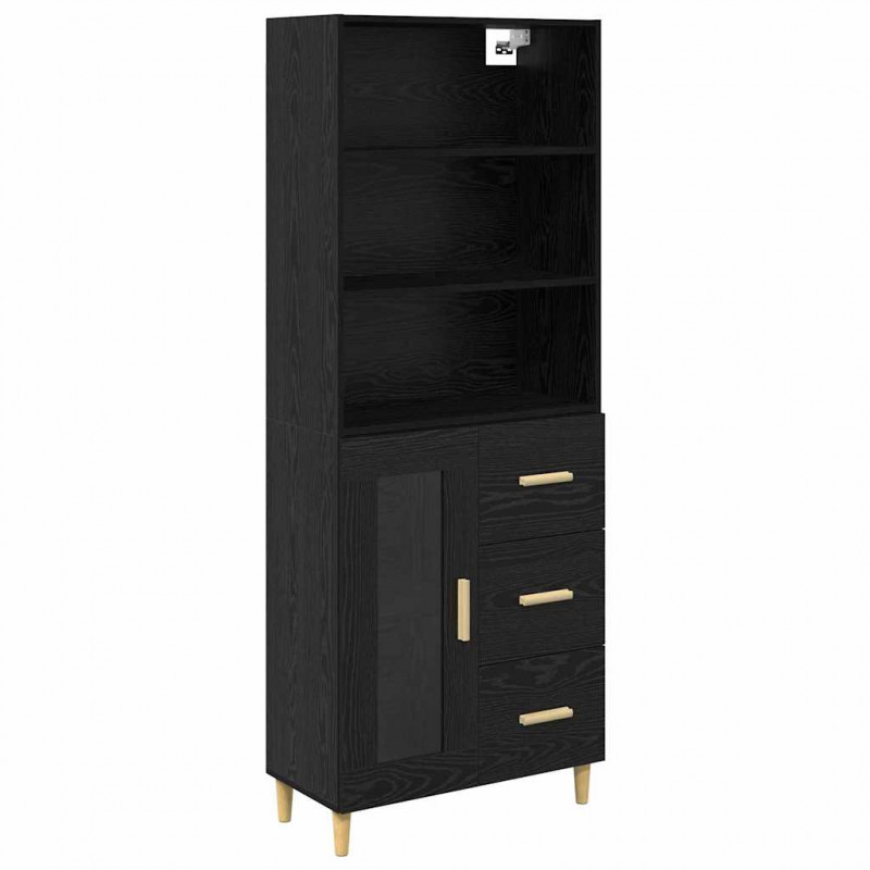 Highboard z szufladą Czarny Dąb 69,5 x 32,5 x 180 cm