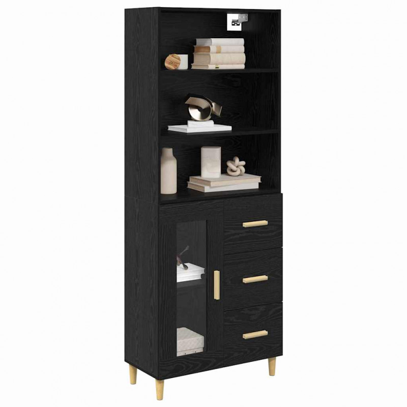 Highboard z szufladą Czarny Dąb 69,5 x 32,5 x 180 cm