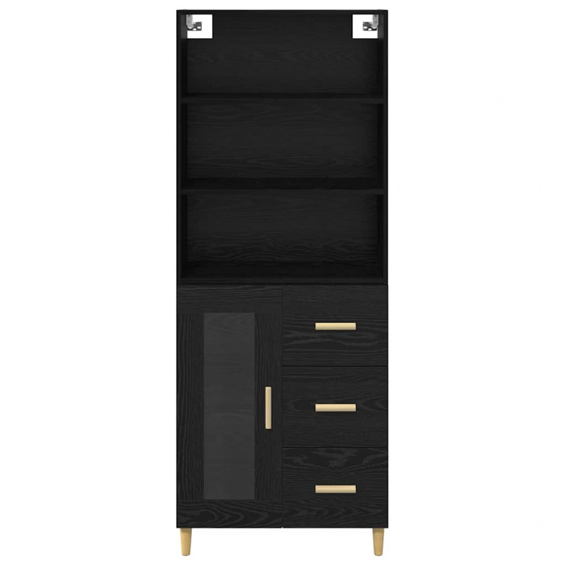 Highboard z szufladą Czarny Dąb 69,5 x 32,5 x 180 cm