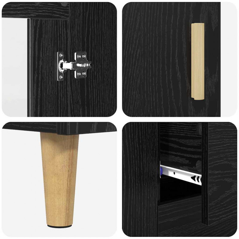 Highboard z szufladą Czarny Dąb 69,5 x 32,5 x 180 cm