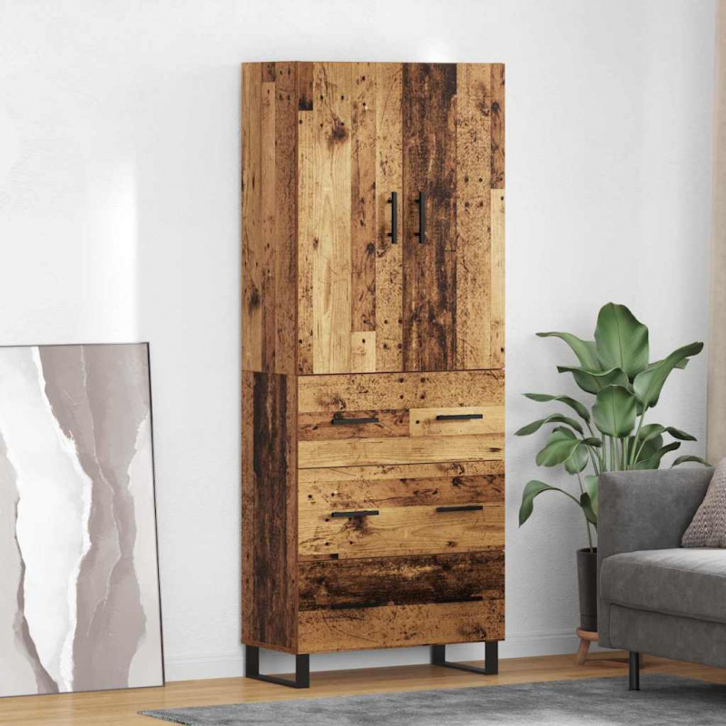 Highboard z szufladą 2 pcs Stare drewno 69,5 x 34 x 180 cm