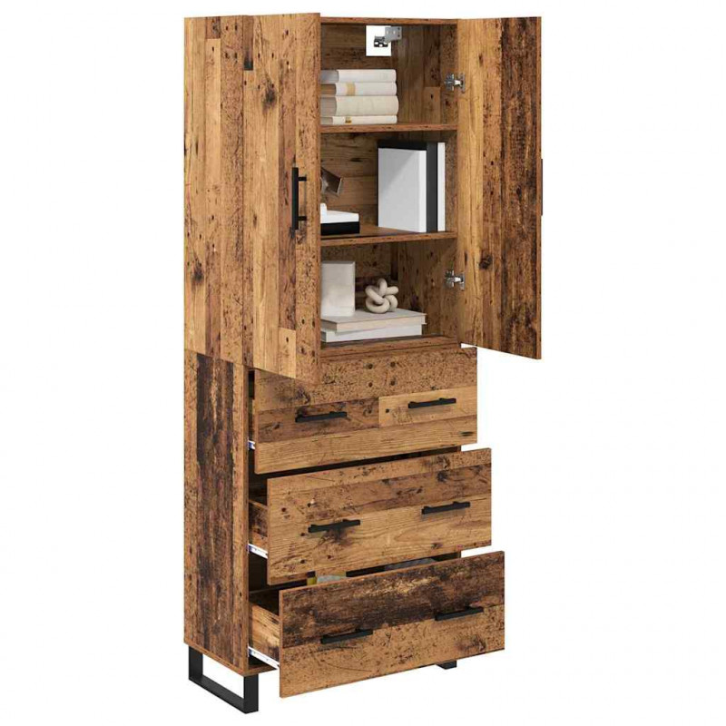 Highboard z szufladą 2 pcs Stare drewno 69,5 x 34 x 180 cm