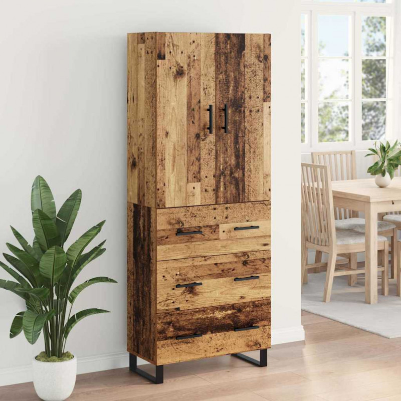 Highboard z szufladą 2 pcs Stare drewno 69,5 x 34 x 180 cm