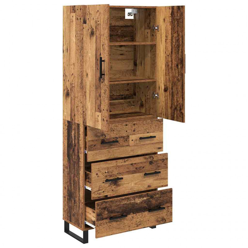 Highboard z szufladą 2 pcs Stare drewno 69,5 x 34 x 180 cm