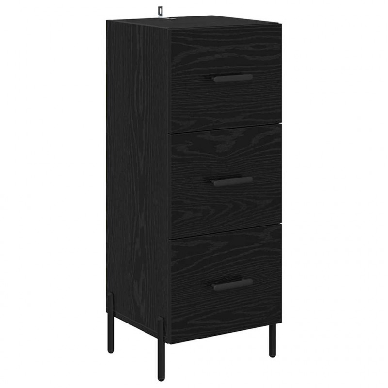 Highboard Czarny Dąb 34,5 x 34 x 180 cm Materiał drewnopochodny