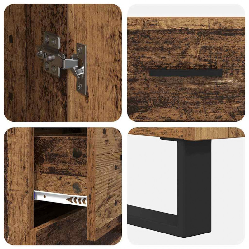 Highboard z szufladą 2 pcs Stare drewno 69,5 x 34 x 180 cm