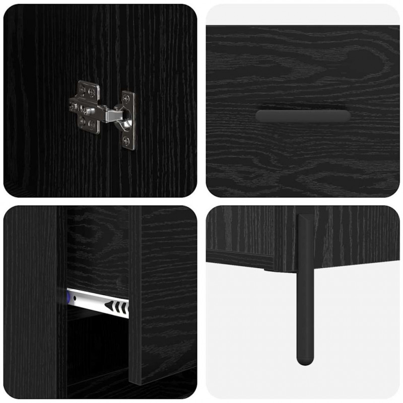 Highboard Czarny Dąb 34,5 x 34 x 180 cm Materiał drewnopochodny