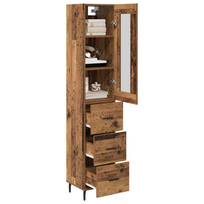 Highboard z szufladą Stare drewno 34,5 x 34 x 180 cm