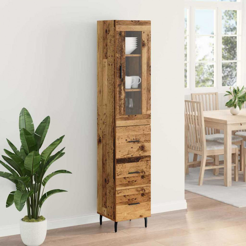 Highboard z szufladą Stare drewno 34,5 x 34 x 180 cm