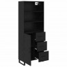 Highboard Czarny Dąb 69,5 x 34 x 180 cm Materiał drewnopochodny