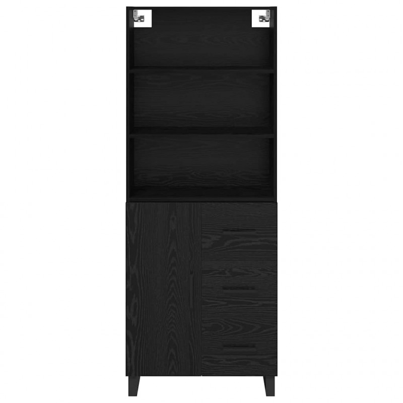 Highboard Czarny Dąb 69,5 x 34 x 180 cm Materiał drewnopochodny