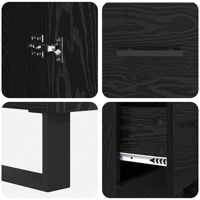 Highboard Czarny Dąb 69,5 x 34 x 180 cm Materiał drewnopochodny
