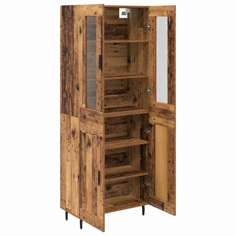 Highboard 2 pcs Stare drewno Drewno inżynieryjne i szkło
