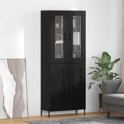 Highboard Czarny Dąb 69,5 x 34 x 180 cm Materiał drewnopochodny