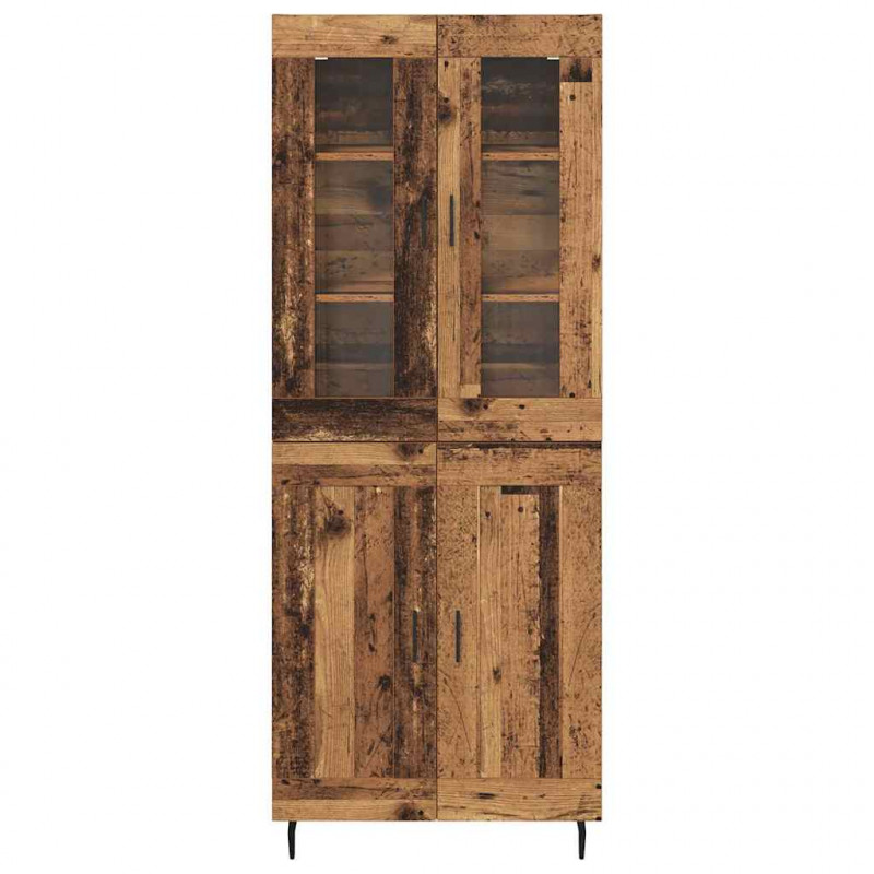 Highboard 2 pcs Stare drewno Drewno inżynieryjne i szkło