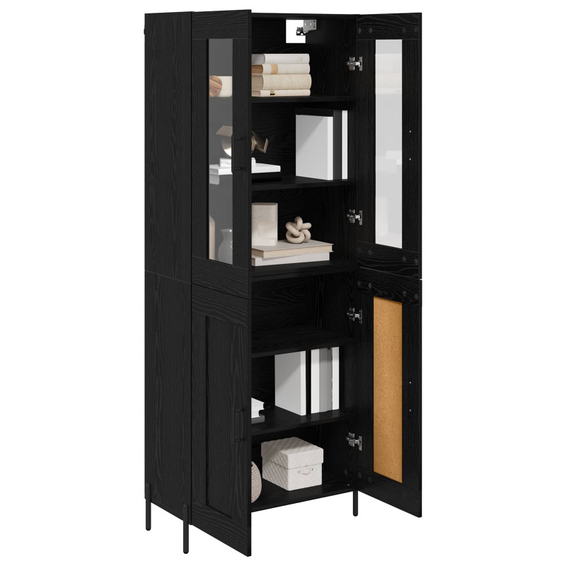 Highboard Czarny Dąb 69,5 x 34 x 180 cm Materiał drewnopochodny