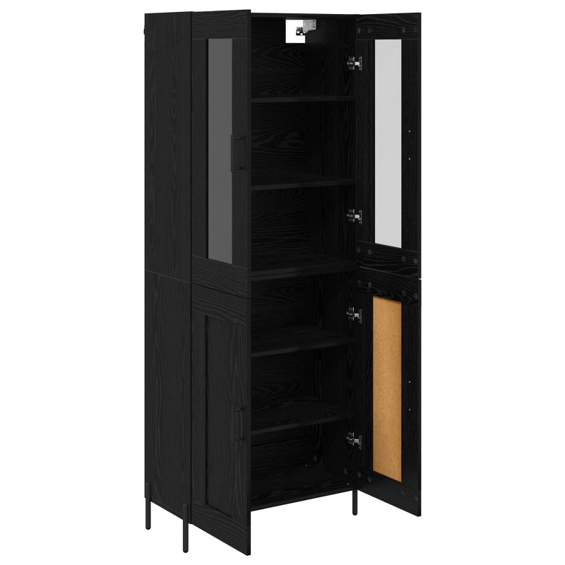 Highboard Czarny Dąb 69,5 x 34 x 180 cm Materiał drewnopochodny