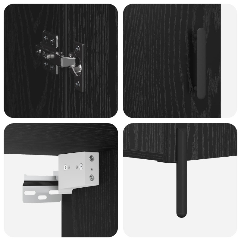 Highboard Czarny Dąb 69,5 x 34 x 180 cm Materiał drewnopochodny