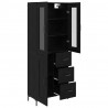 Highboard z szufladą 2 pcs Czarny Dąb Materiał drewnopochodny