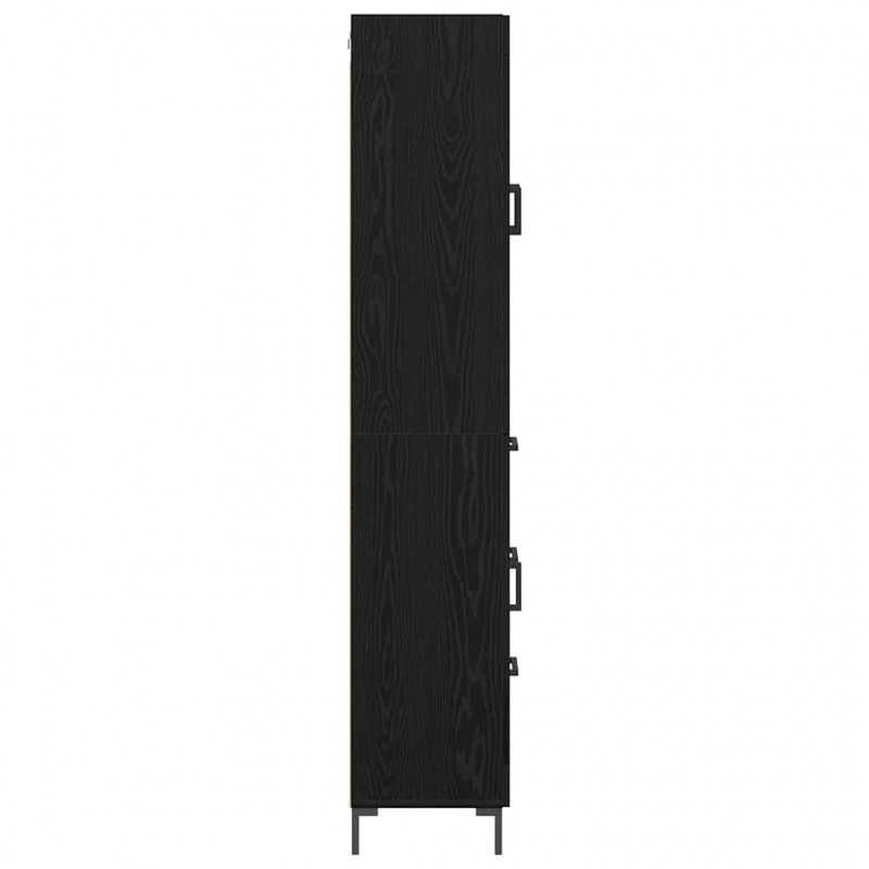 Highboard z szufladą 2 pcs Czarny Dąb Materiał drewnopochodny