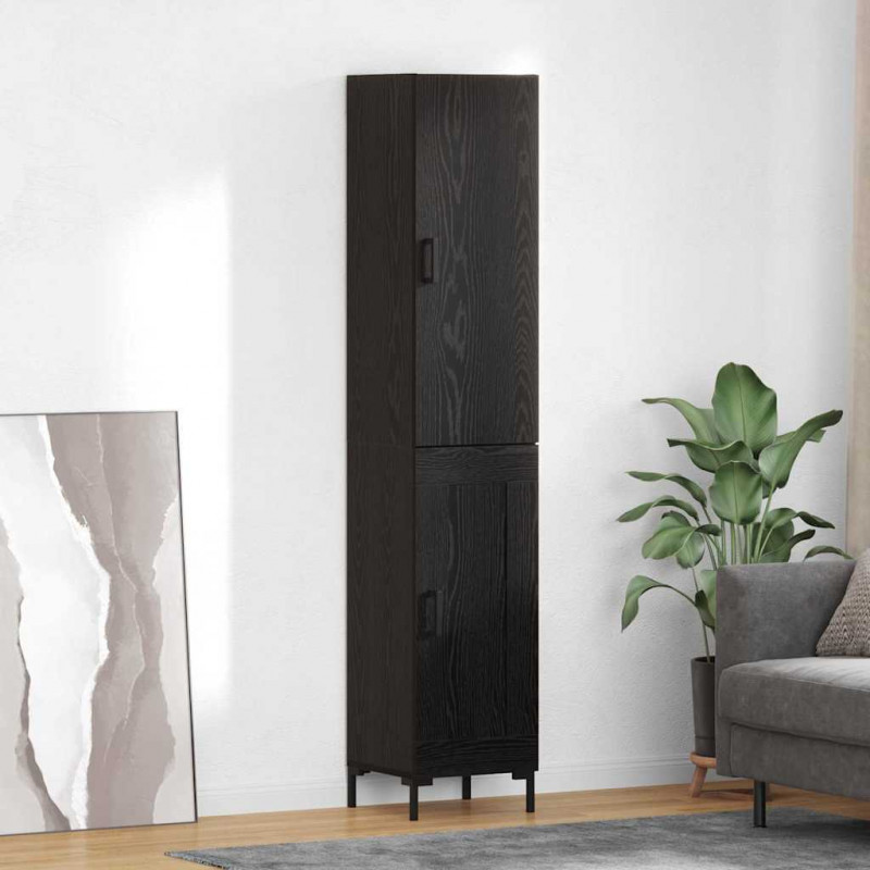 Highboard Czarny Dąb 34,5 x 34 x 180 cm Materiał drewnopochodny