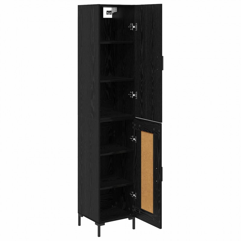 Highboard Czarny Dąb 34,5 x 34 x 180 cm Materiał drewnopochodny