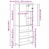 Highboard Montowane na ścianie Stare drewno 69,5 x 34 x 180 cm